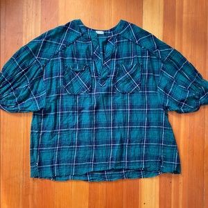Free People oversized flannel pull over